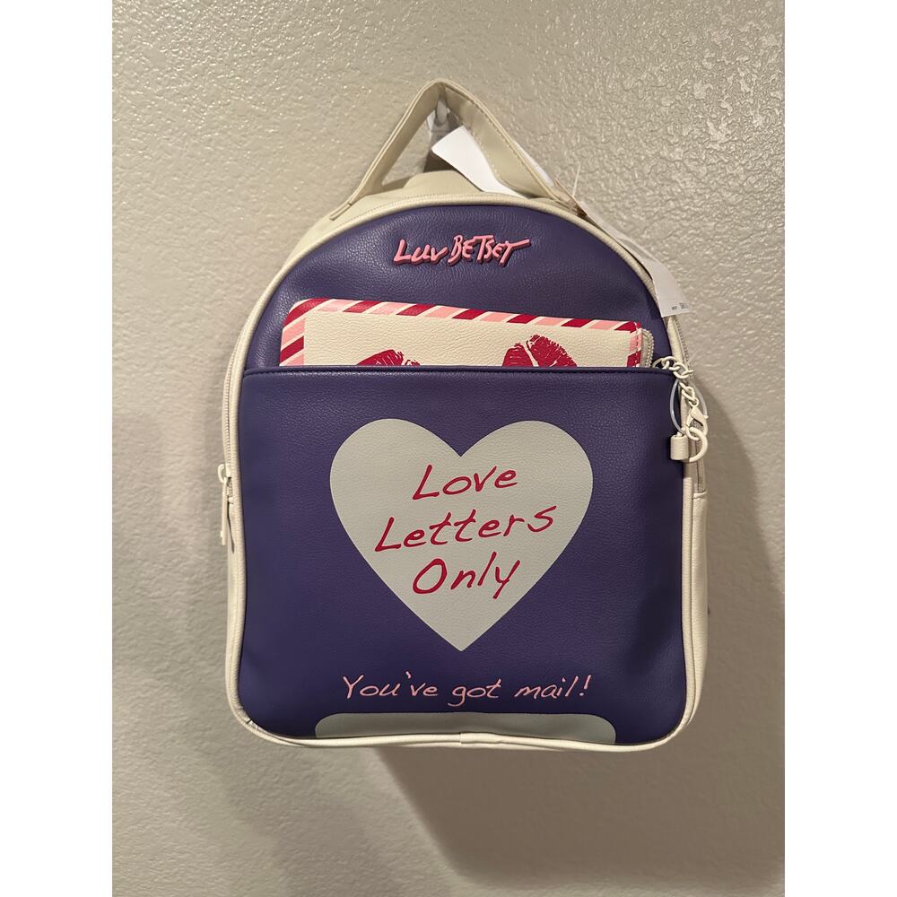 NWT Betsey Johnson Love Letters Only You’ve Got Mail Backpack & Pouch Valentines